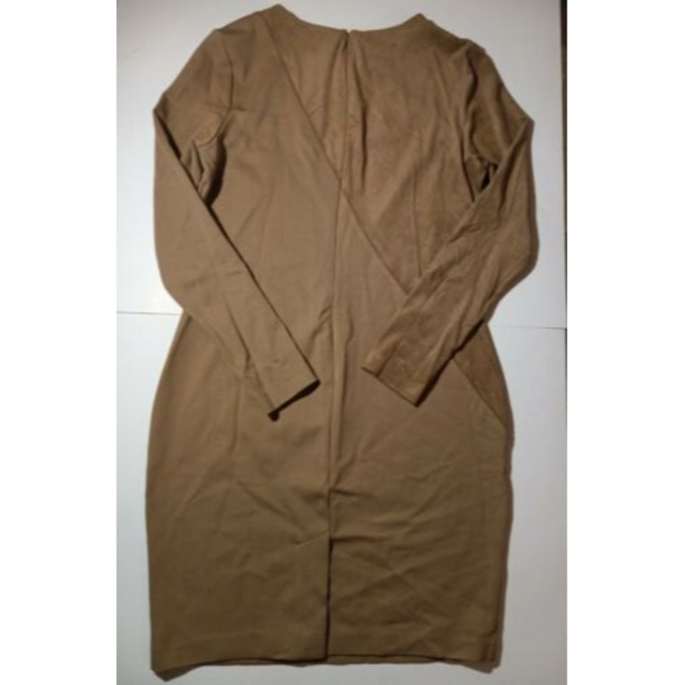 Forest Lily Womens 14 Faux Suede Trim Mini Ponte Sheath Dress Butterscotch Brown